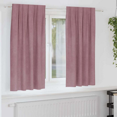 Berkfield Blackout Curtains With Top Tape 2 Pcs Dark Pink Velvet - image 1