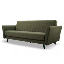 Linea Sofa Bed With Storage Compartment Bonell Springs Pull Out Sleep Function Khaki - thumbnail 2