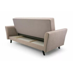 Linea Sofa Bed With Storage Compartment Bonell Springs Pull Out Sleep Function Khaki - thumbnail 6