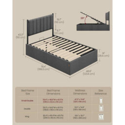 Small Double Ottoman Bed Frame With Lift-Up Storage, Hydraulic Storage Bed, Slate Grey - thumbnail 2