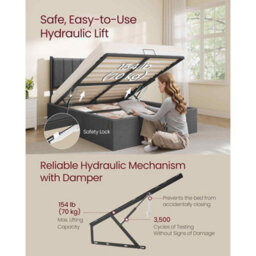 Small Double Ottoman Bed Frame With Lift-Up Storage, Hydraulic Storage Bed, Slate Grey - thumbnail 4