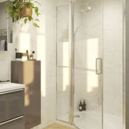 GoodHome Ledava Chrome Effect Mirror Strip Pivot Shower Door (H)195Cm (W)80Cm - thumbnail 8