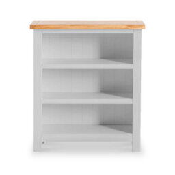 Farro Grey 3 Tier Small Bookcase - Painted With Oak Top - By Roseland Furniture - thumbnail 3