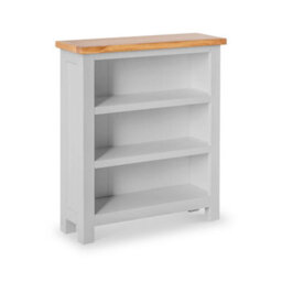 Farro Grey 3 Tier Small Bookcase - Painted With Oak Top - By Roseland Furniture - thumbnail 1