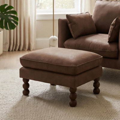Furniturebox Uk Monroe Brown Faux Leather Footstool - image 1