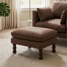 Furniturebox Uk Monroe Brown Faux Leather Footstool - thumbnail 1