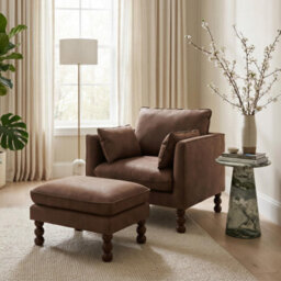 Furniturebox Uk Monroe Brown Faux Leather Footstool - thumbnail 5