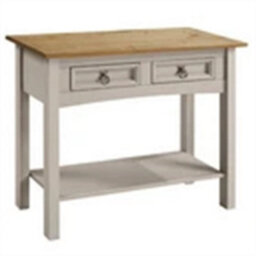 Console Table Grey Wax 2 Drawer Solid Wood Pine Wooden Painted Hallway - thumbnail 4