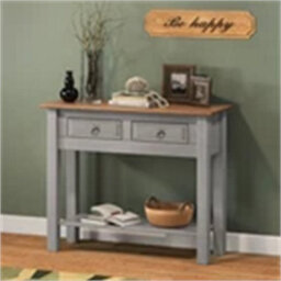 Console Table Grey Wax 2 Drawer Solid Wood Pine Wooden Painted Hallway - thumbnail 1