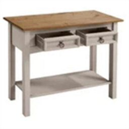 Console Table Grey Wax 2 Drawer Solid Wood Pine Wooden Painted Hallway - thumbnail 3