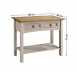 Console Table Grey Wax 2 Drawer Solid Wood Pine Wooden Painted Hallway - thumbnail 2