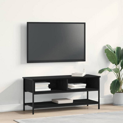 Berkfield Tv Cabinet Black Oak 100X35X45 Cm Engineered Wood And Steel - image 1