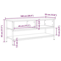 Berkfield Tv Cabinet Black Oak 100X35X45 Cm Engineered Wood And Steel - thumbnail 9