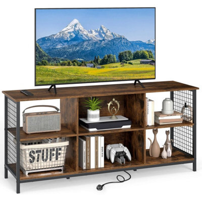 Tv Stand For 65 Inch Tvs 3 Tier Entertainment Center W/power Outlets - image 1