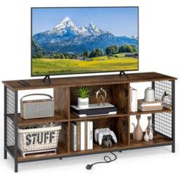 Tv Stand For 65 Inch  Tvs 3 Tier Entertainment Center W/power Outlets - thumbnail 1