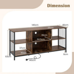 Tv Stand For 65 Inch  Tvs 3 Tier Entertainment Center W/power Outlets - thumbnail 2