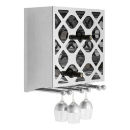 Orsina Elegant 12 Bottle Silver Finish Wine Rack, Space Saving Wine Bottle Rack For Cupboard, Stylish Wine Rack - thumbnail 2