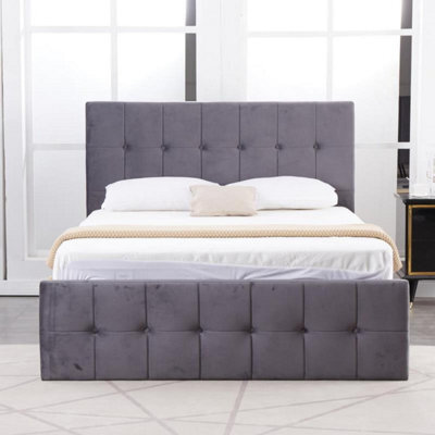 Kosy Koala Ottoman Bed 4Ft6 Grey Velvet Double Bed Frame Storage Gas Milano Side Lift Bed - image 1