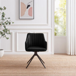 Furniturebox Uk Calla Black Faux Leather Swivel Office Chair - thumbnail 3