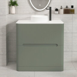 Royal Bathrooms Venice 800mm Sage Green Freestanding Bathroom Countertop Vanity Unit 2 Drawer With Round Basin - thumbnail 1