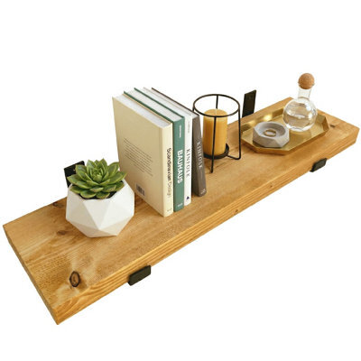 Top Notch Home and Living 200Cm Colorado Pine Rustic Wooden Wall Shelf, Top Notch Home & Living Handcrafted Wood Shelves, Handmade Incl 2 Brackets Per Shelf - image 1