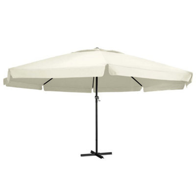 Berkfield Outdoor Parasol With Aluminium Pole 600 Cm Sand White - image 1