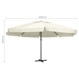 Berkfield Outdoor Parasol With Aluminium Pole 600 Cm Sand White - thumbnail 5