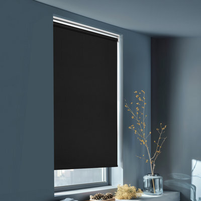 GoodHome Boreas Corded Black Blackout Roller Blind (W)60Cm (L)180Cm - image 1