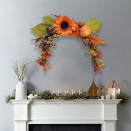 Darphe Halloween Artificial Sunflower Wreath With Pumpkin Hanging Decoration - thumbnail 2