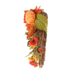 Darphe Halloween Artificial Sunflower Wreath With Pumpkin Hanging Decoration - thumbnail 4
