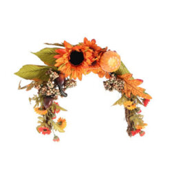 Darphe Halloween Artificial Sunflower Wreath With Pumpkin Hanging Decoration - thumbnail 3