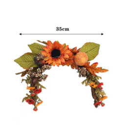 Darphe Halloween Artificial Sunflower Wreath With Pumpkin Hanging Decoration - thumbnail 9