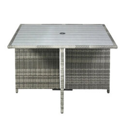 Hera Rattan Cube 8 Seater Dining Garden Patio Set W/ Parasol Hole - Grey - thumbnail 9