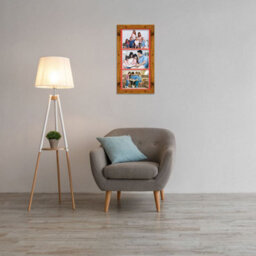 AK Frames 16X8 Rustic Oak Modern Multi Photo Frame With Poppy Red Mount - Holds 3 Apertures (3X) 7X5 Photos - thumbnail 3