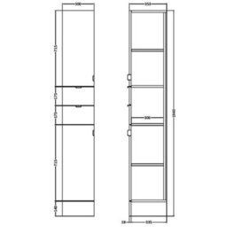 Hudson Reed Fusion Floor Standing Tall 2 Door Cupboard, Mfc Painted Gloss White, Contemporary Style, 300X355X1940mm - thumbnail 5