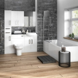 Hudson Reed Fusion Floor Standing Tall 2 Door Cupboard, Mfc Painted Gloss White, Contemporary Style, 300X355X1940mm - thumbnail 2