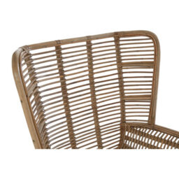 Orsina Rattan Chair And Footstool Set, Horizontal Rattan Lining Chair, Hand-Woven Rattan Set With Black Iron Frame - thumbnail 6