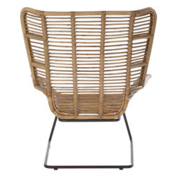 Orsina Rattan Chair And Footstool Set, Horizontal Rattan Lining Chair, Hand-Woven Rattan Set With Black Iron Frame - thumbnail 5