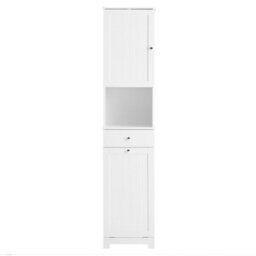 Sobuy Bzr216-W,tall Bathroom Cabinet With 1 Drawer Functional ,white,w40Xd38Xh180 - thumbnail 1