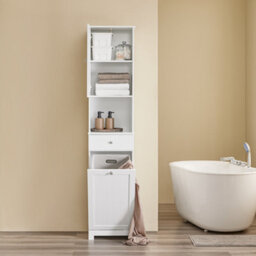 Sobuy Bzr216-W,tall Bathroom Cabinet With 1 Drawer Functional ,white,w40Xd38Xh180 - thumbnail 4