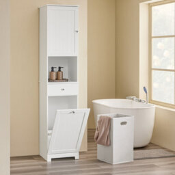 Sobuy Bzr216-W,tall Bathroom Cabinet With 1 Drawer Functional ,white,w40Xd38Xh180 - thumbnail 5