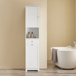 Sobuy Bzr216-W,tall Bathroom Cabinet With 1 Drawer Functional ,white,w40Xd38Xh180 - thumbnail 2