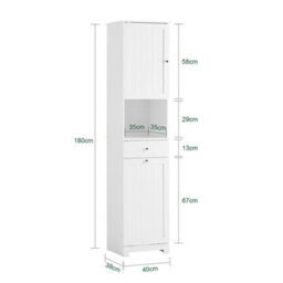 Sobuy Bzr216-W,tall Bathroom Cabinet With 1 Drawer Functional ,white,w40Xd38Xh180 - thumbnail 3