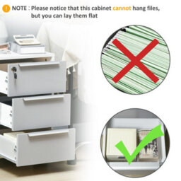 Homcom Modern 3-Drawer Locking File Cabinet Mobile Filing Cabinet Grey White - thumbnail 9