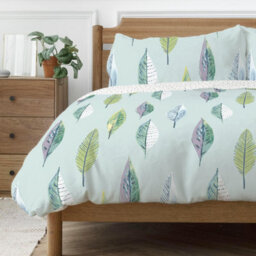 Copenhagen Home Flynn Duvet Cover Set Scandi Leaf Design Duck Egg (King) - thumbnail 2