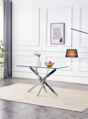 Kosy Koala Glass Dining Table With Chrome Legs, Rectangle, Living / Dining Room, Kitchen, Furniture - image 1