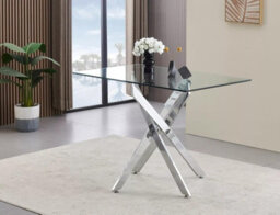 Kosy Koala Glass Dining Table With Chrome Legs, Rectangle, Living / Dining Room, Kitchen, Furniture - thumbnail 4