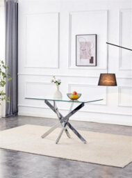 Kosy Koala Glass Dining Table With Chrome Legs, Rectangle, Living / Dining Room, Kitchen, Furniture