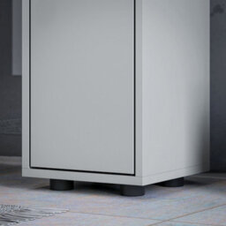Kleankin Slim Bathroom Cabinet W/ Open Shelves And 2 Door Cupboards, Grey - thumbnail 9