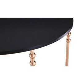 Orsina Set Of Two Half Round Console Tables, Boutique Style Rose Gold Accent Tables With Matte Black Mdf Top - thumbnail 4